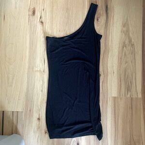 One shoulder off the shoulder black stretchy mini dress body con dress
